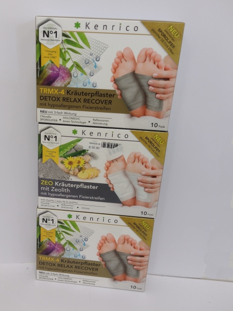 2x Detox- und 1 x Zeolithpflaster -; zwei verschiedene Kenrico Kräuterpflaster Sorten (3 Pckg.)