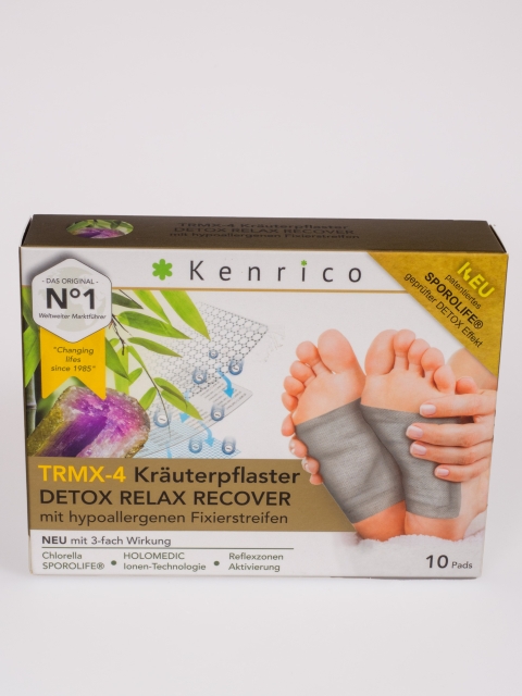 Kenrico TRMX-5 Kräuterpflaster Detox Relax Recover Entgiftungspflaster, 10 Stück Packung mit Carbon-Titan Fixierstreifen