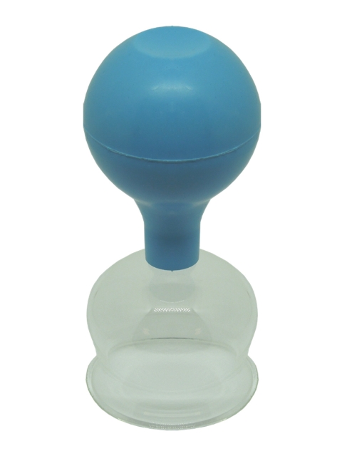Schröpfglas ca. 6,5 cm Durchmesser mit Olive und Saugball