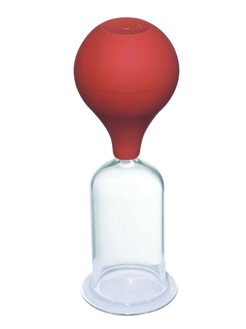Massage-Schröpfglas hoch, mit Olive und Ball ca. 9 x 3cm Dm