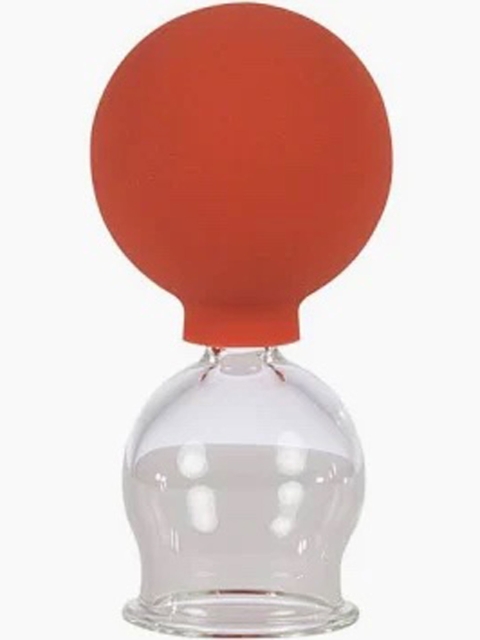 Schröpfglas mit Olive und Saugball, ca. 4,5cm Durchmesser