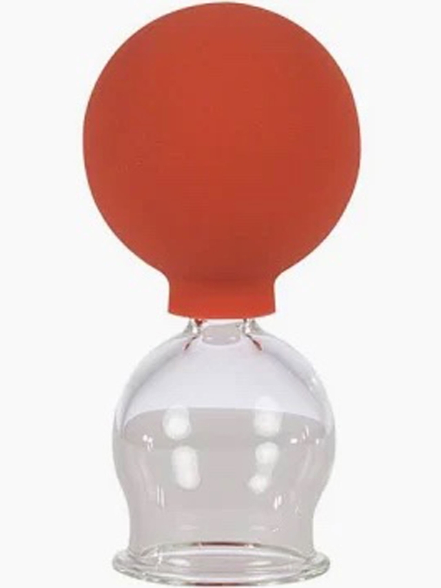 Schröpfglas mit Olive und Saugball, ca. 4,5cm Durchmesser