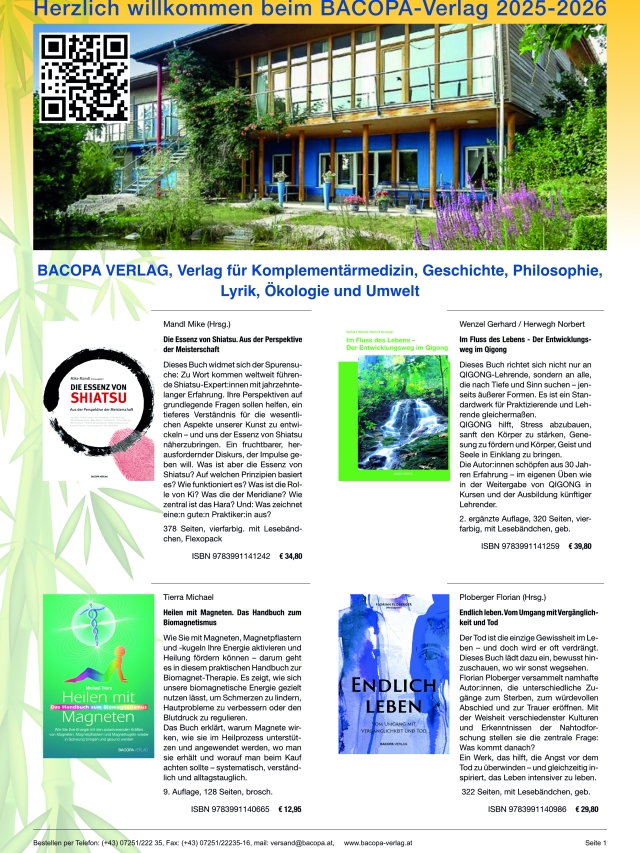 Bacopa Verlagsflyer 2025/2026. A4 mit acht Seiten